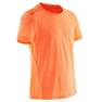 DOMYOS - 5-6Y  Boys' Breathable Synthetic Short-Sleeved Gym T-Shirt S500, Fluo Blood Orange