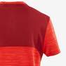 DOMYOS - 12-13Y Boys' Breathable Synthetic Short-Sleeved Gym T-Shirt S500, Fluo Blood Orange