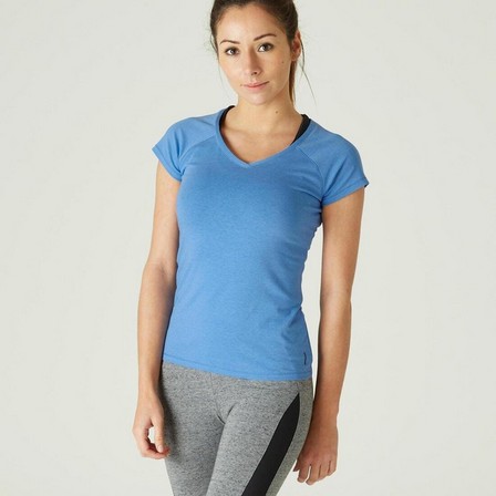 NYAMBA - Medium  Slim Fit Stretch Cotton Fitness T-Shirt, Blue