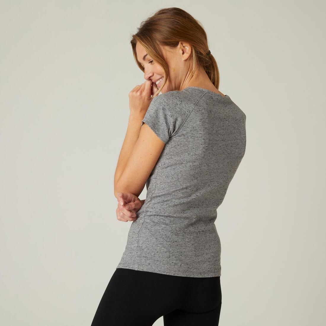 Small  Slim Fit Stretch Cotton Fitness T-Shirt, Grey, , large image number 10