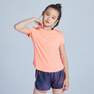 DOMYOS - 8-9Y Girls' Breathable Short-Sleeved Gym T-Shirt 500 - Neon, Fluo Peach