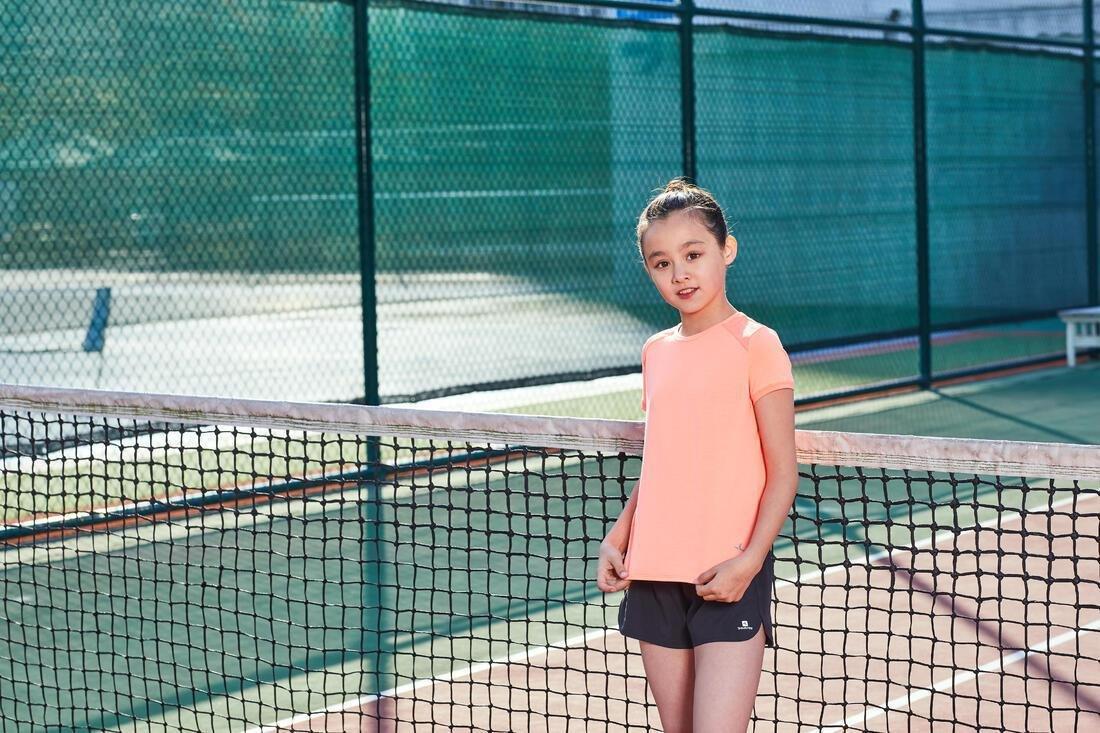 12-13Y Girls' Breathable Short-Sleeved Gym T-Shirt 500 - Neon, Fluo Peach, , large image number 2