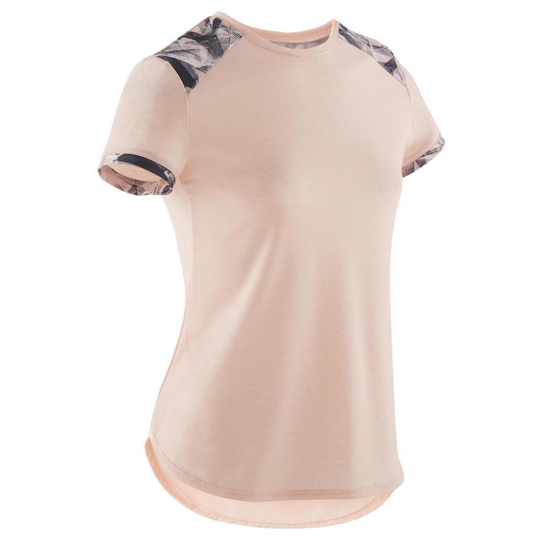 12-13Y Girls' Breathable Short-Sleeved Gym T-Shirt 500 - Neon, Fluo Peach, , large image number 3