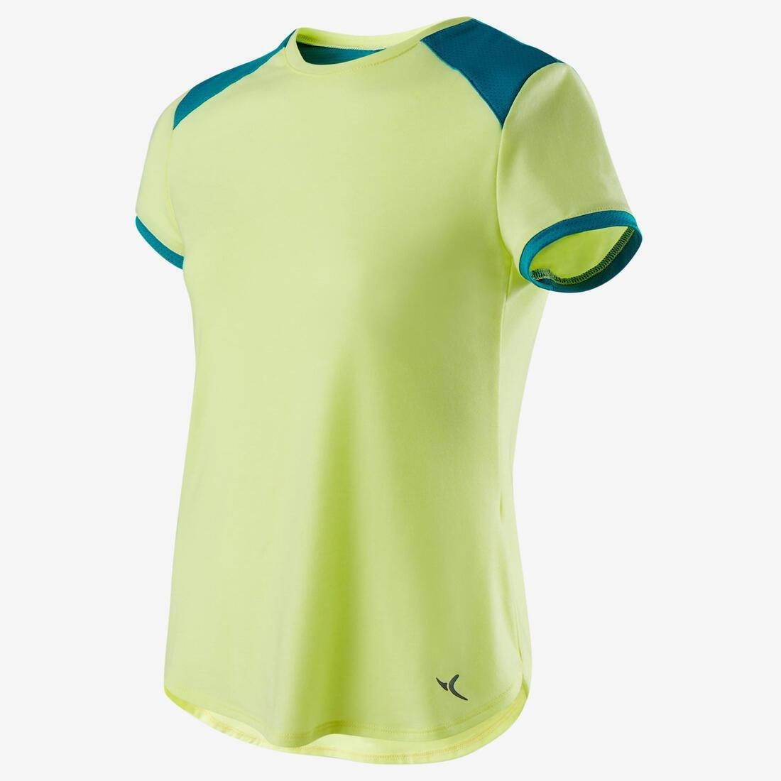 12-13Y Girls' Breathable Short-Sleeved Gym T-Shirt 500 - Neon, Fluo Peach, , large image number 9