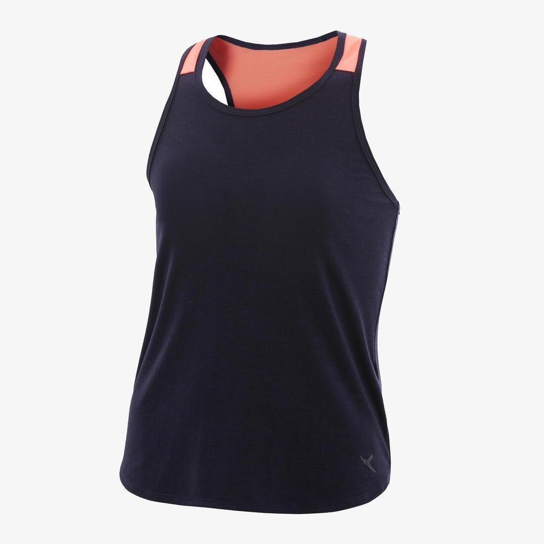 8-9Y Girls' Breathable Gym Tank Top 500 - Print, Navy Blue, , large image number 1