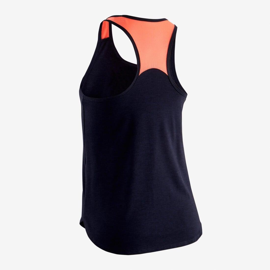 8-9Y Girls' Breathable Gym Tank Top 500 - Print, Navy Blue, , large image number 2