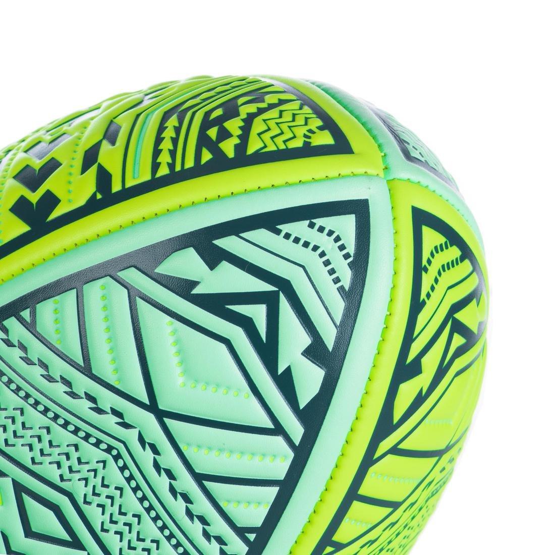 1  Beach Rugby Ball R100 Midi Maori, Fluo Green, , large image number 3
