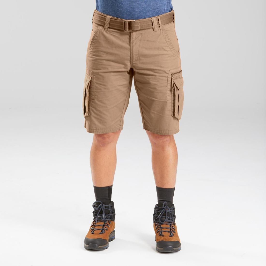 S  Mens Travel Trekking Cargo Shorts Travel 100, Khaki Brown, , large image number 11