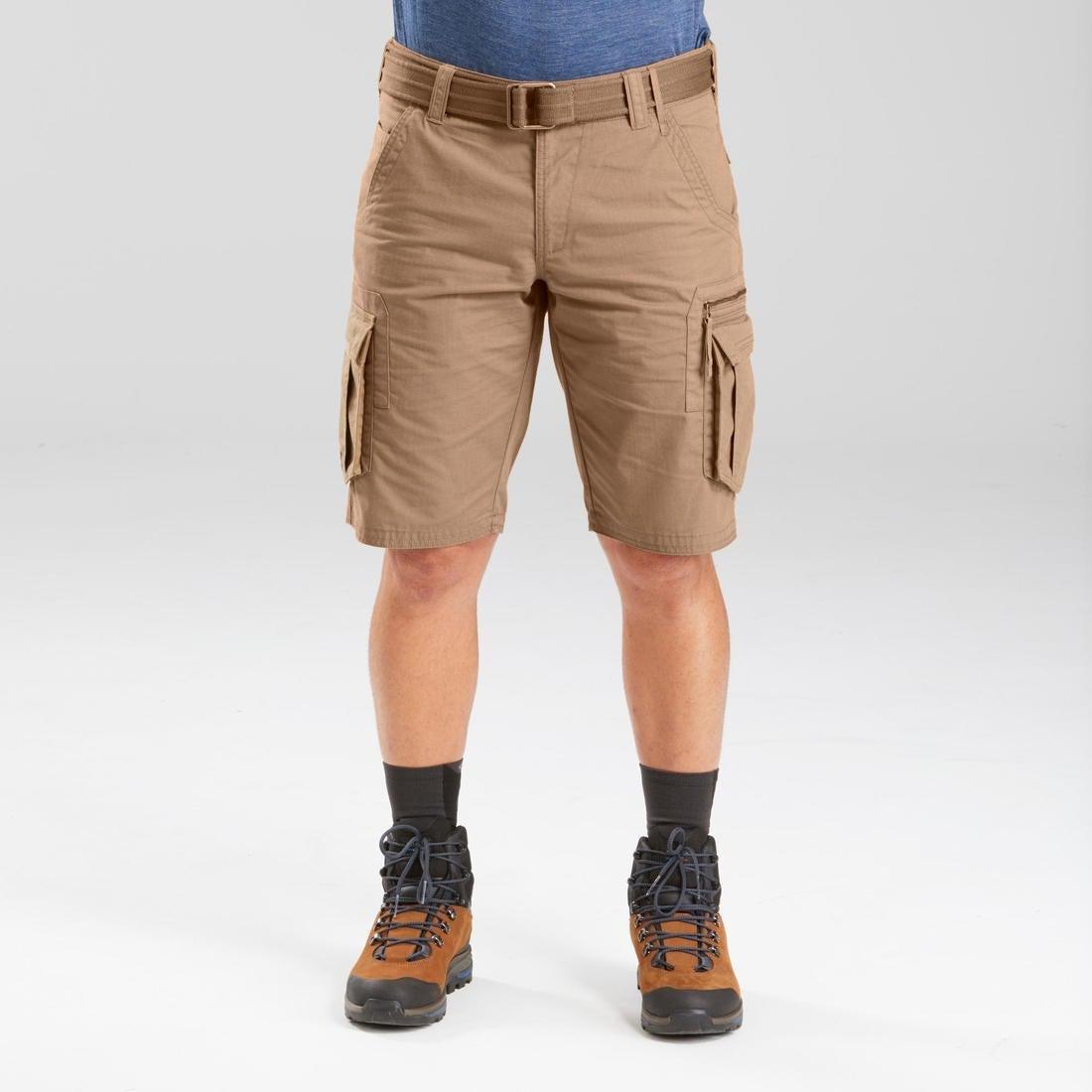 Large  Men's Travel Trekking Cargo Shorts - TRAVEL 100, Brown, , large image number 12
