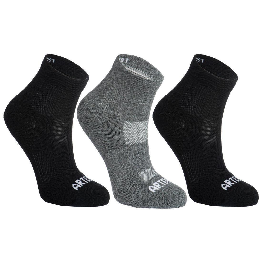 Kids Rs 500 Kids Mid-Cut Sports Socks Tri-Pack, Black, , large image number 0