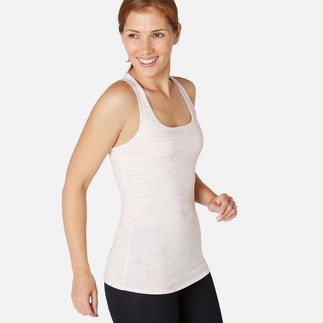 Womens Stretchy Cotton Fitness Tank Top, Pink, , large image number 1