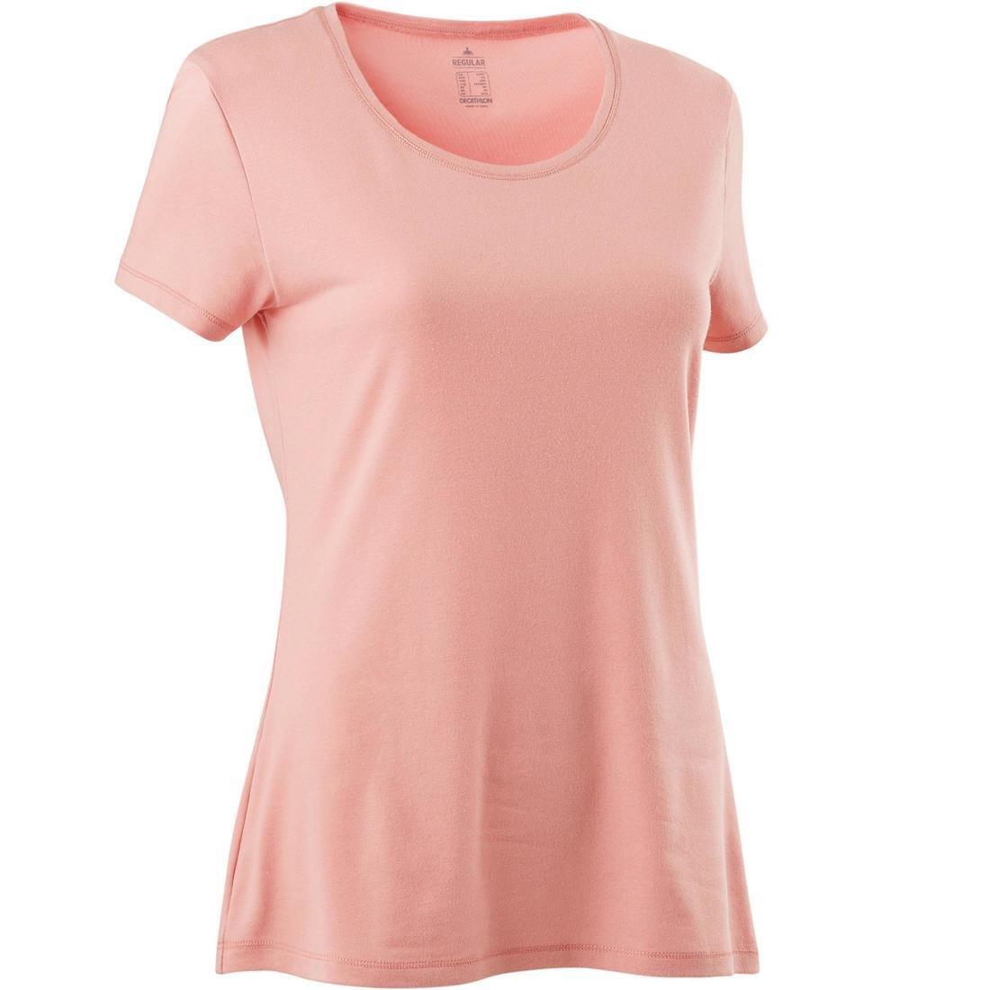 Womens Short-Sleeved Regular-Fit Gym Pilates T-Shirt, Grey, , large image number 1