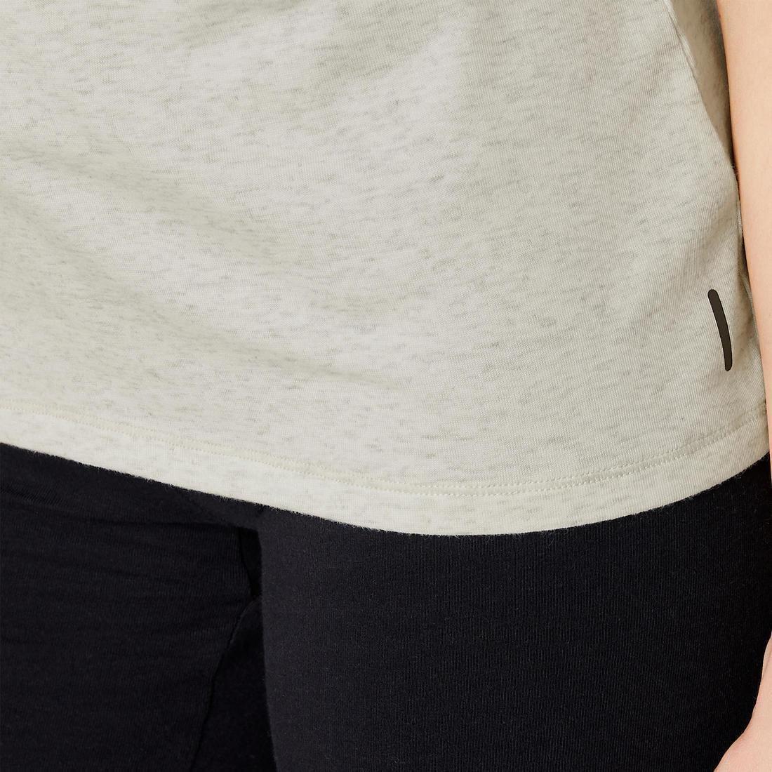 Womens Short-Sleeved Regular-Fit Gym Pilates T-Shirt, Grey, , large image number 2