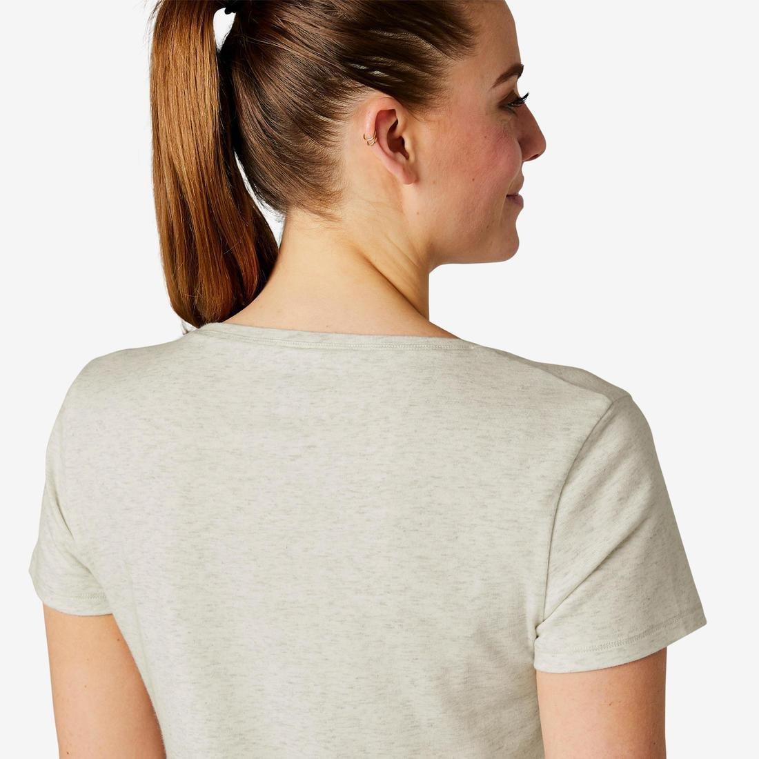 Womens Short-Sleeved Regular-Fit Gym Pilates T-Shirt, Grey, , large image number 4