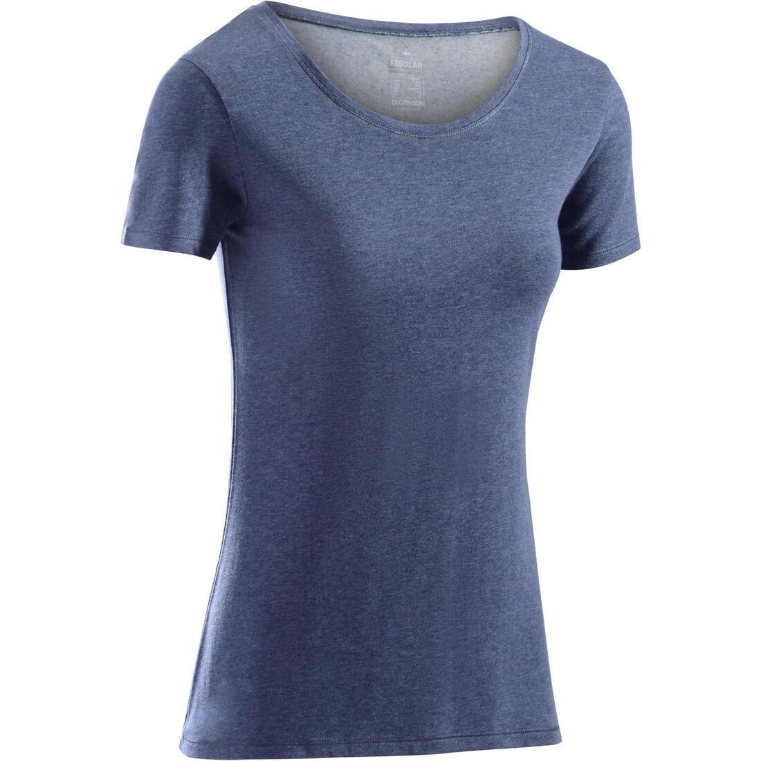 Womens Short-Sleeved Regular-Fit Gym Pilates T-Shirt, Grey, , large image number 8