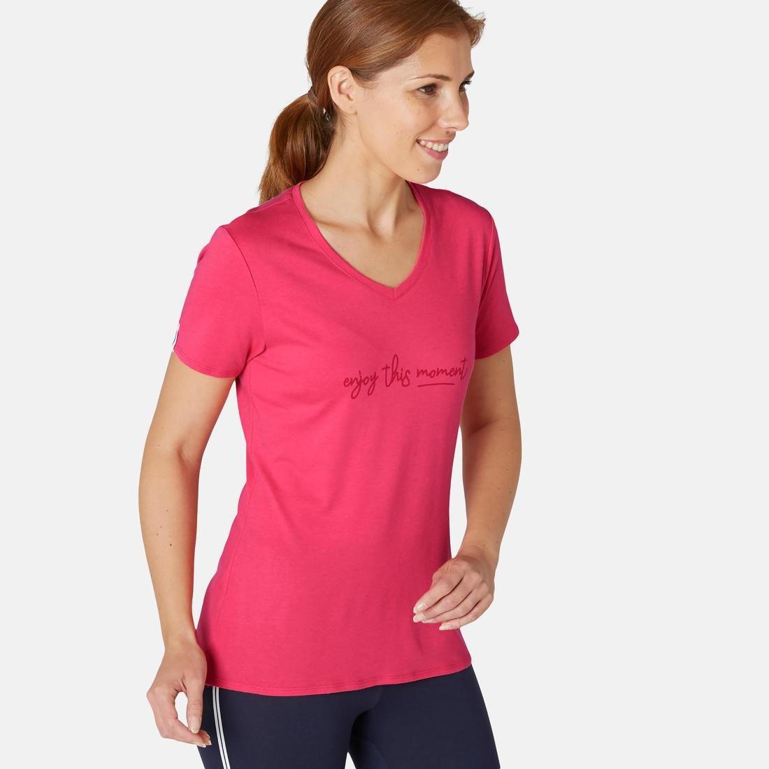 NYAMBA 2XL Women's Pilates And Gentle Gym Sport T-Shirt 510 Print, Light  Crimson