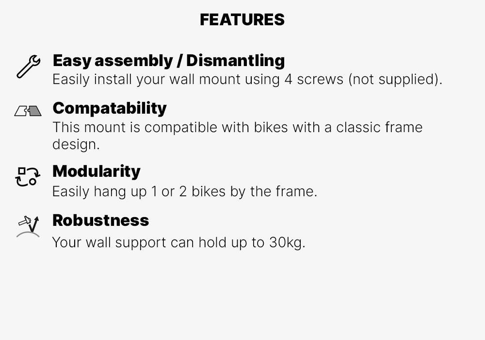 Wall Mount For 2 Bikes, Black, No Color, medium