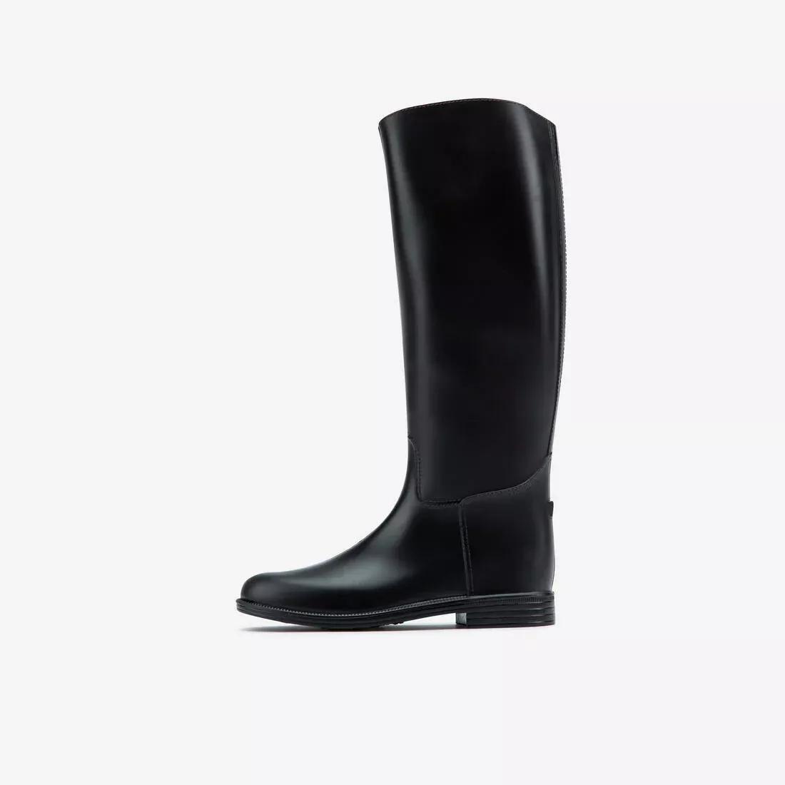 Schooling Adult Horse Riding Long Boots, Black, No Color, medium