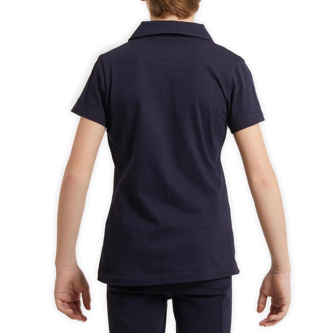 8-9Y  Horse Riding Short-Sleeved Polo Shirt 100, Turquoise Green, , large image number 4