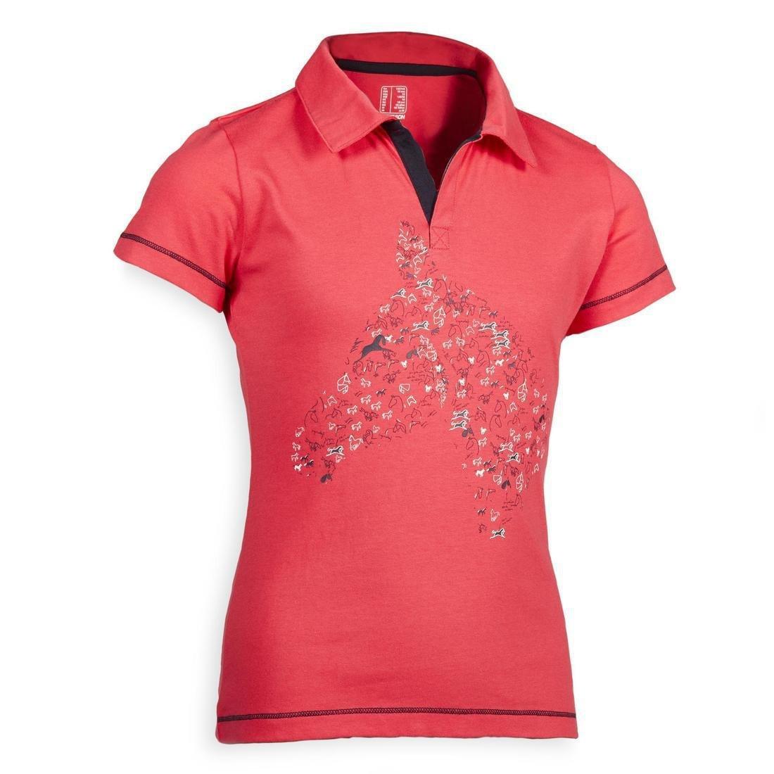 8-9Y  Horse Riding Short-Sleeved Polo Shirt 100, Turquoise Green, , large image number 6