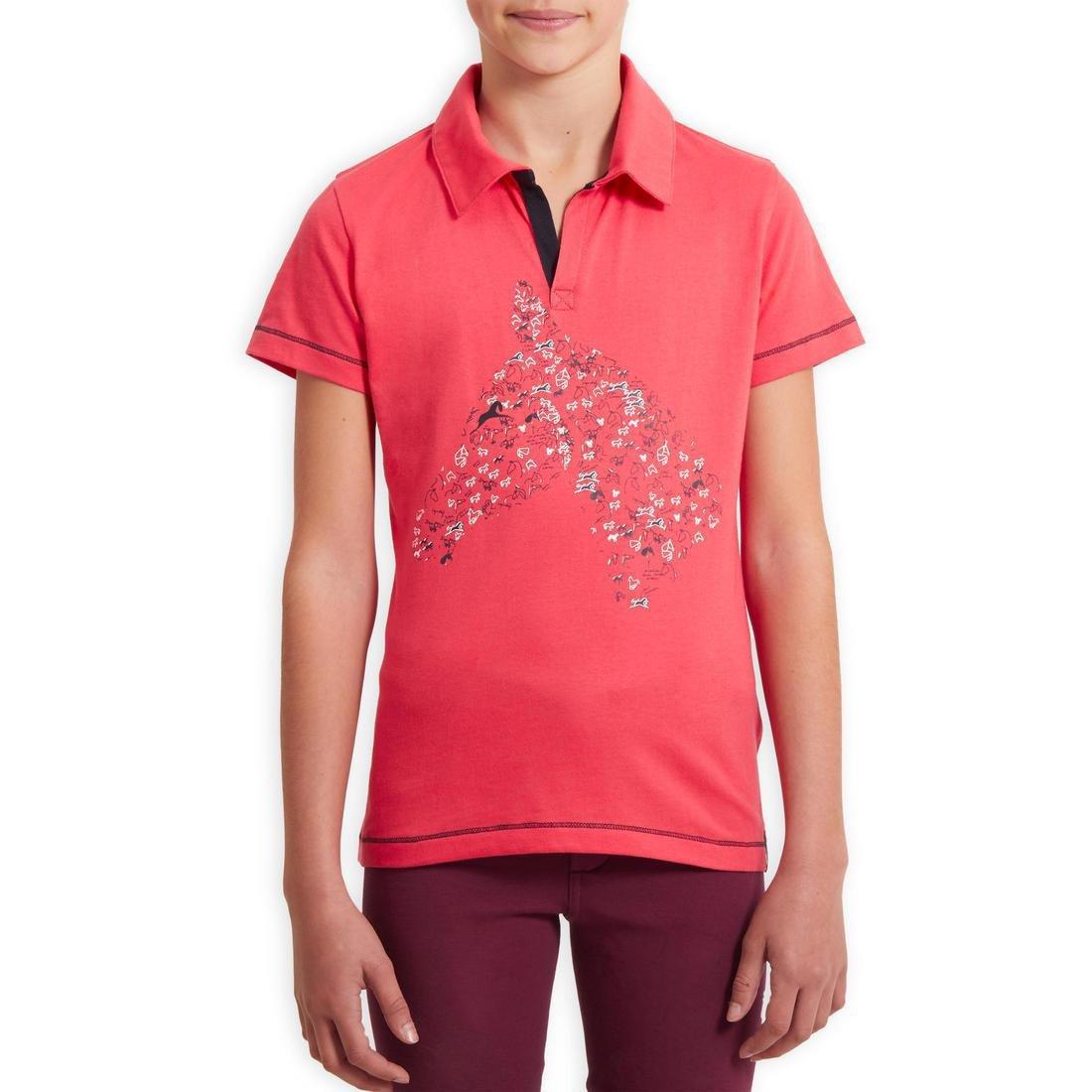 8-9Y  Horse Riding Short-Sleeved Polo Shirt 100, Turquoise Green, , large image number 7