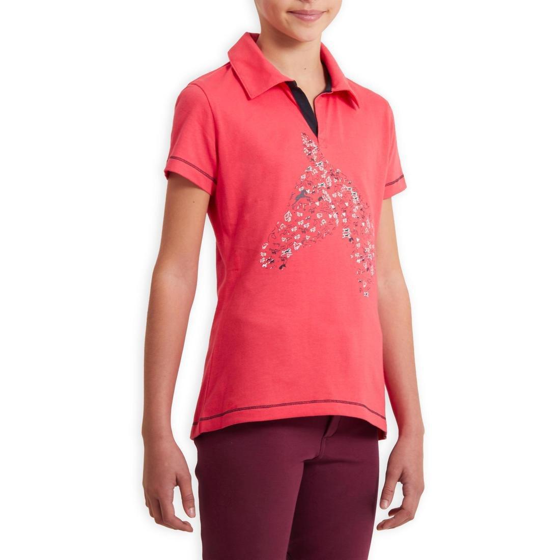 8-9Y  Horse Riding Short-Sleeved Polo Shirt 100, Turquoise Green, , large image number 8