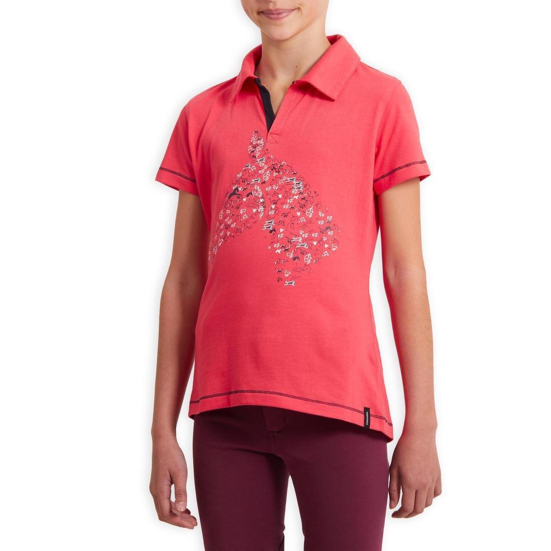 8-9Y  Horse Riding Short-Sleeved Polo Shirt 100, Turquoise Green, , large image number 9