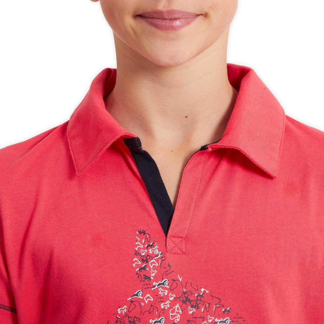 8-9Y  Horse Riding Short-Sleeved Polo Shirt 100, Turquoise Green, , large image number 11