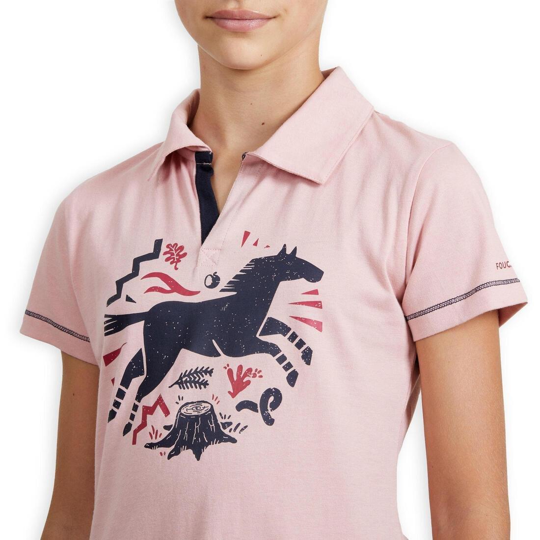 8-9Y  Horse Riding Short-Sleeved Polo Shirt 100, Turquoise Green, , large image number 14