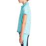 FOUGANZA - قميص بولو بأكمام قصيرة لركوب الخيل 140 للبنات، أزرق وتصميمات زرقاء/وردية، 10-11 سنة