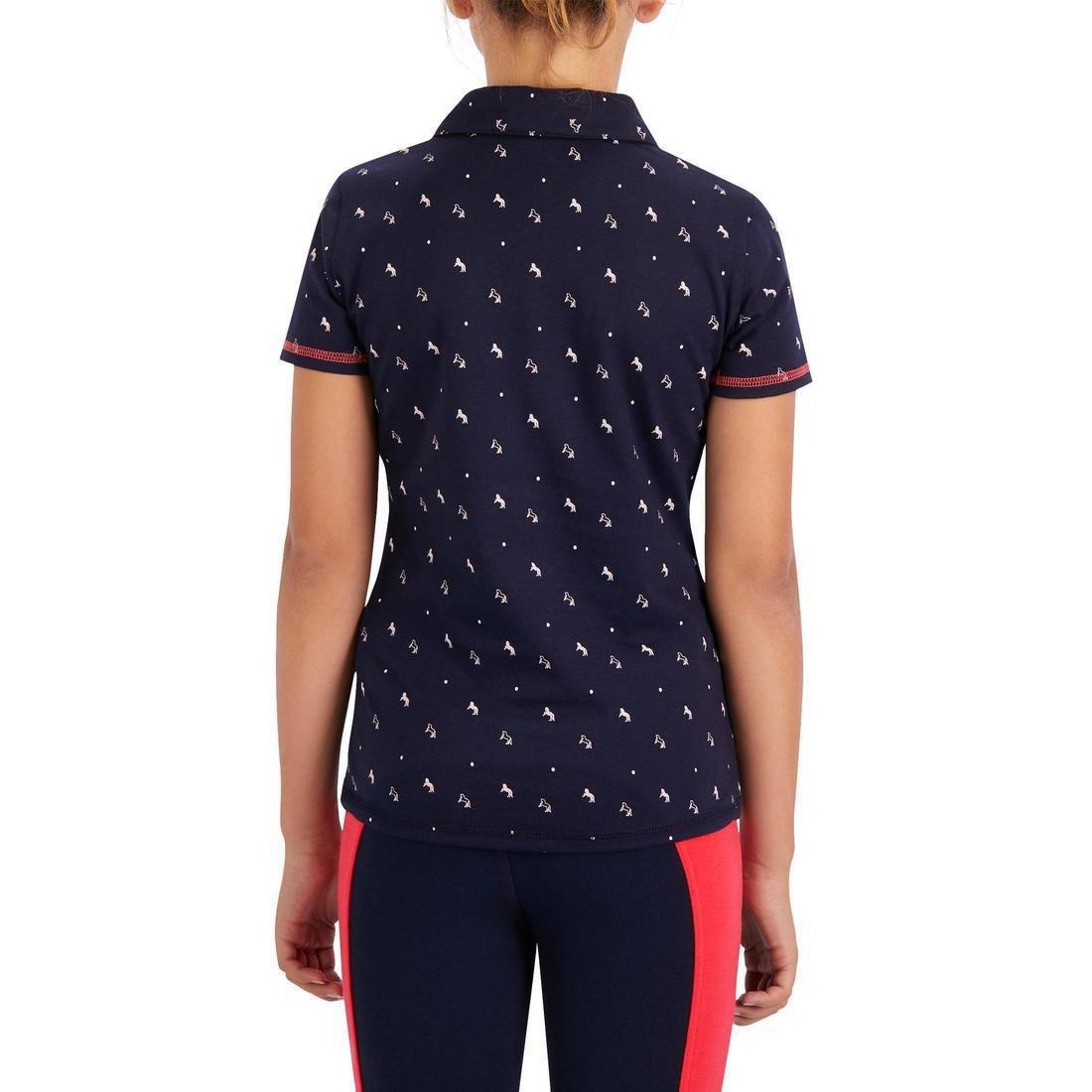 8-9Y  Girls' Horse Riding Short-Sleeved Polo Shirt 140, Asphalt Blue, , large image number 11