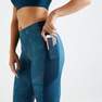 DOMYOS - W26 L30  Fitness Leggings with Phone Pocket, Navy Blue