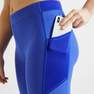 DOMYOS - W30 L31  Fitness Short Leggings with Phone Pocket, Blueberry