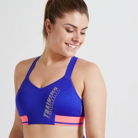 DOMYOS - Small Moderate Support Fitness Sports Bra 500, Blue