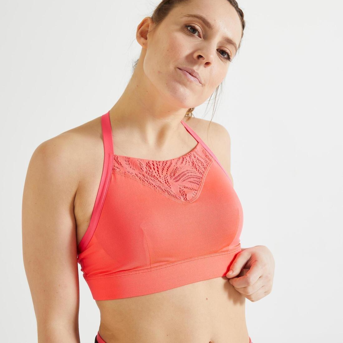 Large  Light Support Fitness Bra 120, Fluo Coral Pink, , large image number 0