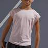 ARTENGO - 7-8 Yrs Kids Girl T-Shirt 500, Fluo Pale Peach