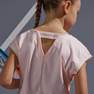 ARTENGO - 7-8 Yrs Kids Girl T-Shirt 500, Fluo Pale Peach