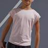 ARTENGO - 10-11 Yrs Kids Girl T-Shirt 500, Fluo Pale Peach