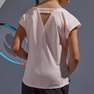 ARTENGO - 10-11 Yrs Kids Girl T-Shirt 500, Fluo Pale Peach