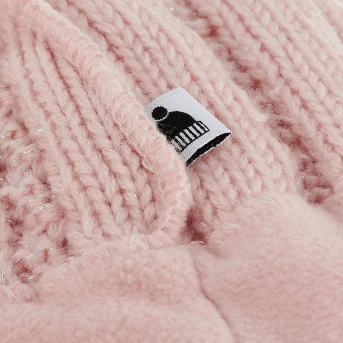 Unisex Ski Hat Fur Cable-Knit, Pink, , large image number 9