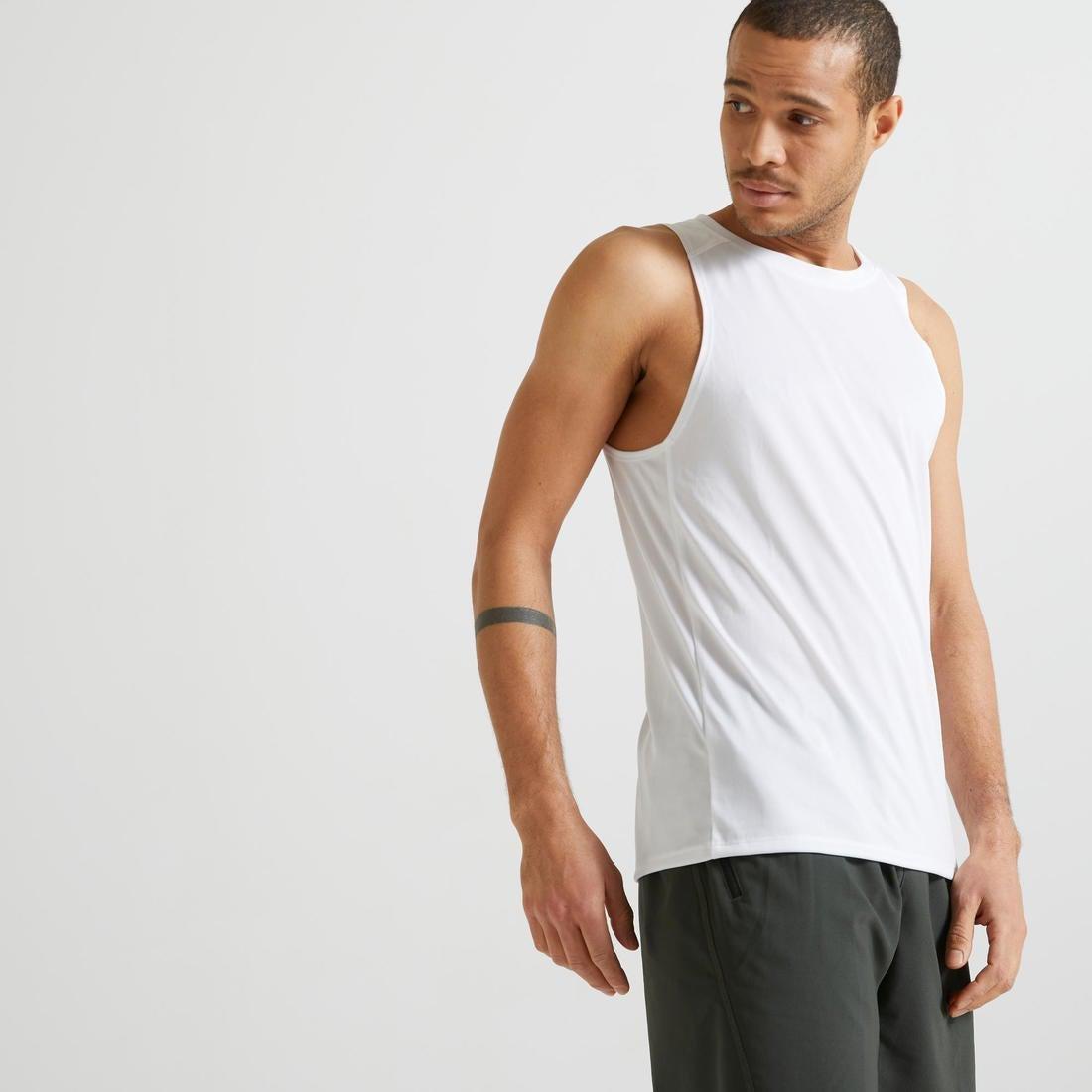 Large  Men's Fitness Cardio Training Tank Top 100, Snow White, , large image number 7