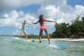 OLAIAN - 7-8Y  Girls' Two-Piece Surfing Swimsuit Bikini Top Bali 100, Turquoise Blue
