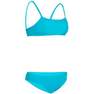 OLAIAN - 8-9Y  Girls' Two-Piece Surfing Swimsuit Bikini Top Bali 100, Turquoise Blue