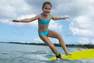 OLAIAN - 8-9Y  Girls' Two-Piece Surfing Swimsuit Bikini Top Bali 100, Turquoise Blue