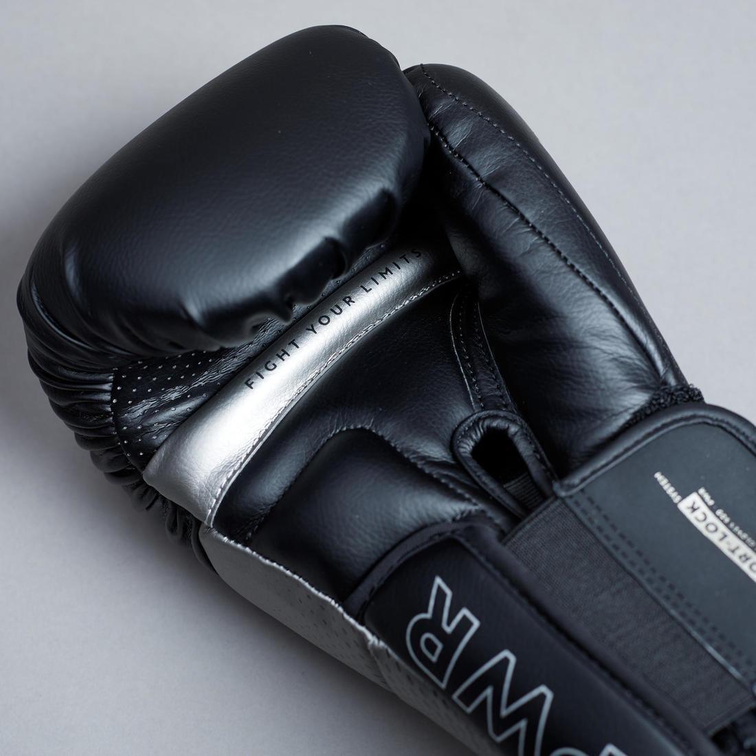 قفازات ملاكمة 500، سوداء، 16 أونصات, No Color, large image number 4