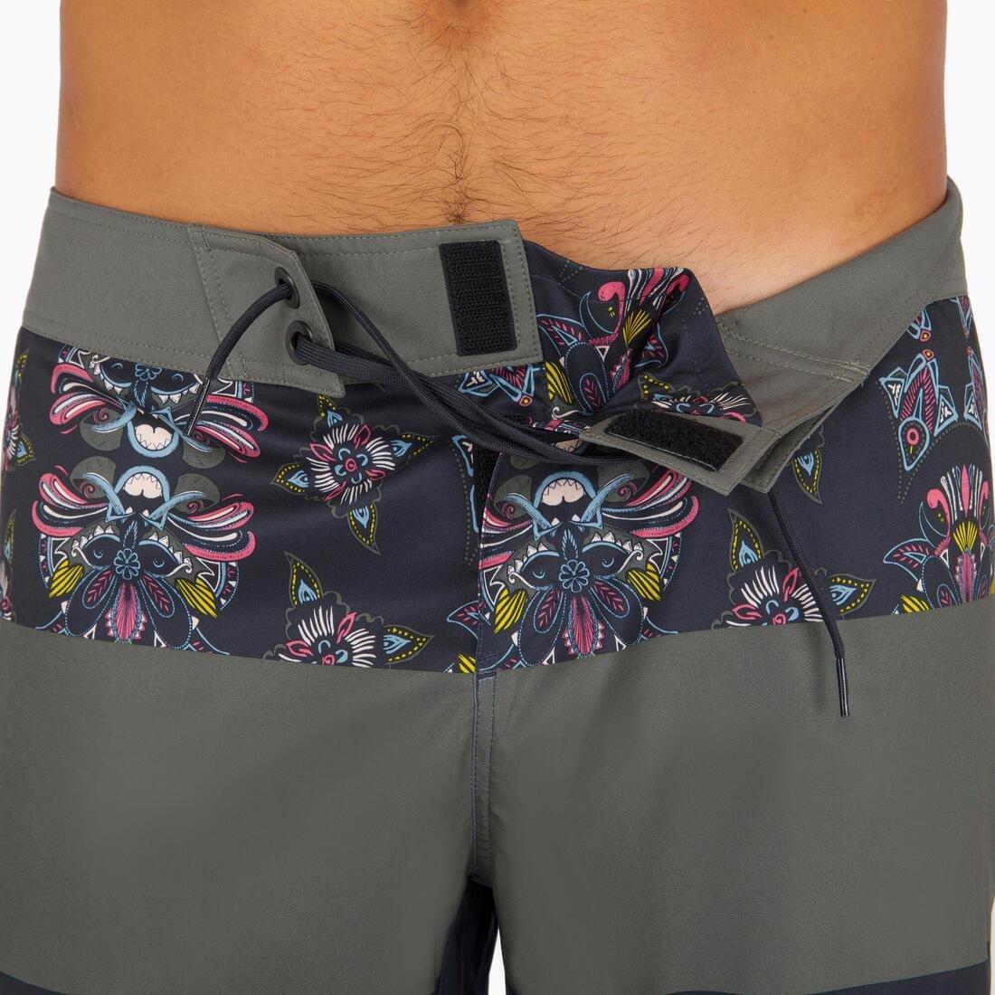 شورت طويل لركوب الأمواج 500، سادة/رمادي، مقاس M, , large image number 8