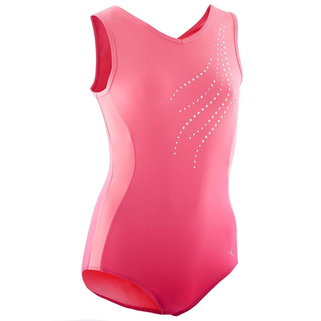 6-7Y  Girls' Artistic Gymnastics Sleeveless Leotard, Light Pink, , large image number 0