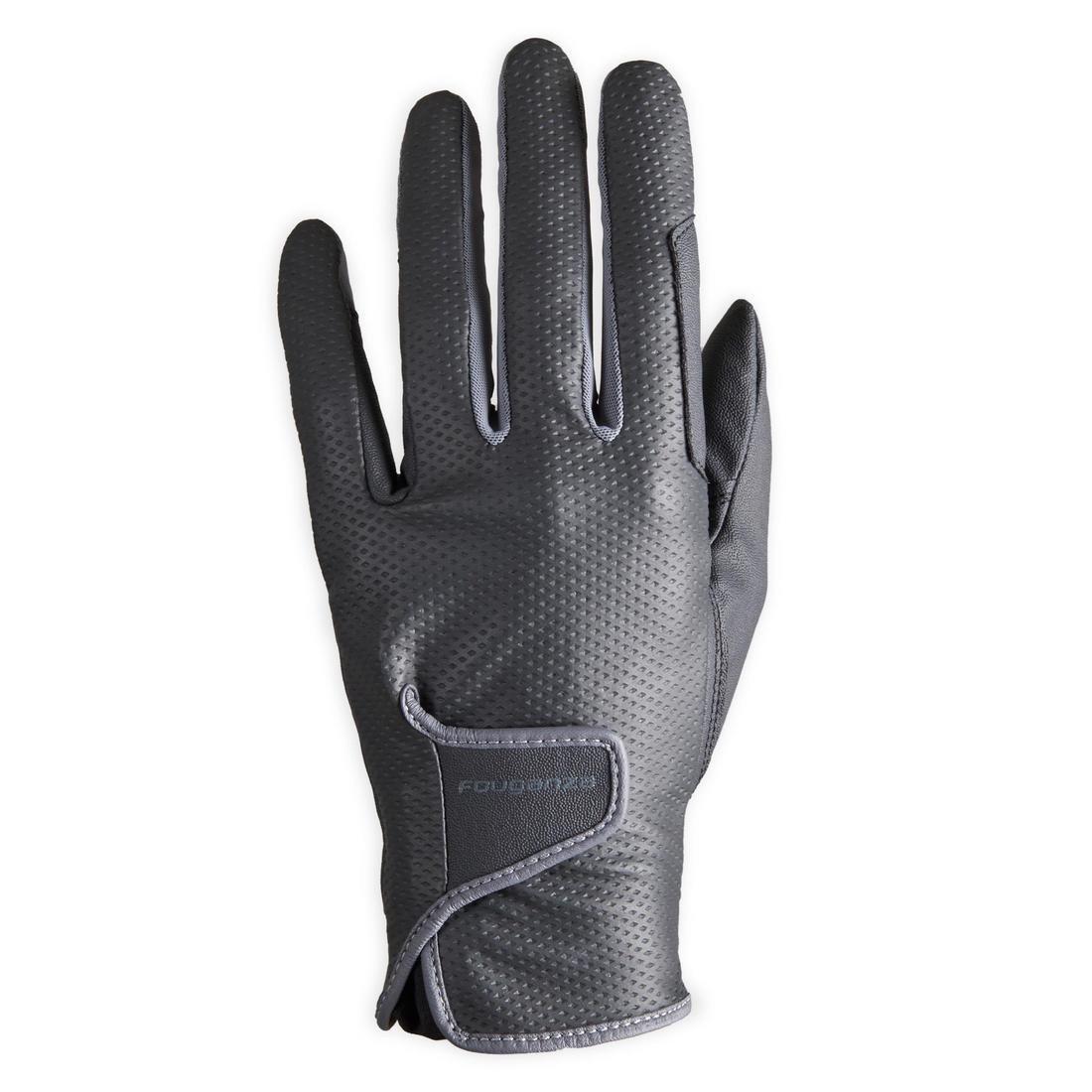 unisex Horse Riding Gloves 500, Black, , large image number 11