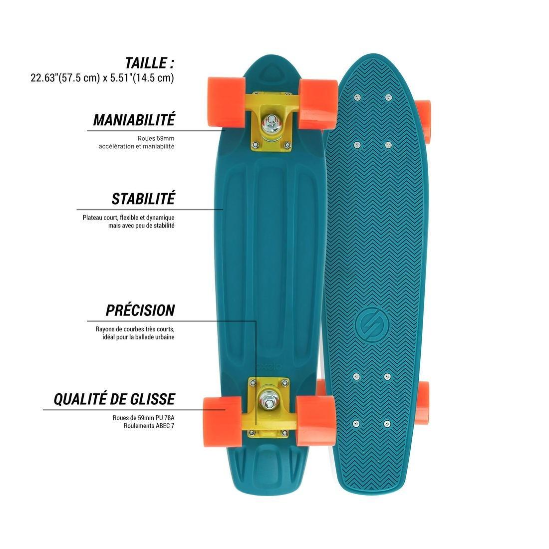 Unique Size  Cruiser Skateboard Yamba 100 - Blue/Coral, Blue Azure, , large image number 5