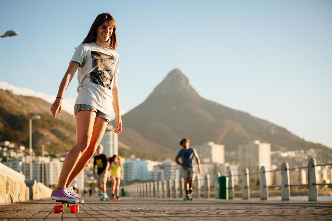 Unique Size  Cruiser Skateboard Yamba 100 - Blue/Coral, Blue Azure, , large image number 8